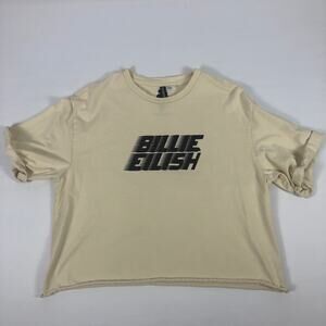 Billie Eilish x H&M Neutrals Boxy Tan Crop T-Shirt Size S